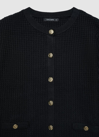 Cardigan en nid d'abeille avec boutons bijoux