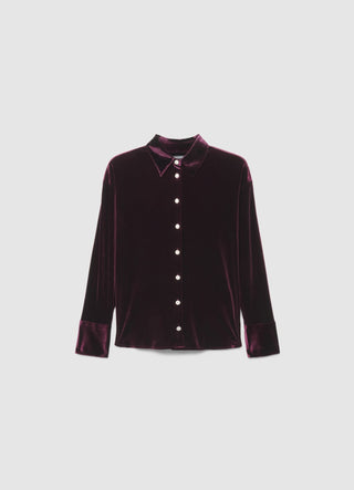 Camicia in ciniglia con bottoni gioiello
