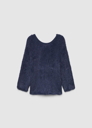 Pull effet peluche avec insert en dentelle
