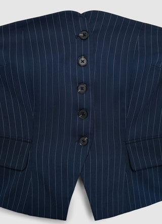 Pinstriped tailored bandeau vest with buttons