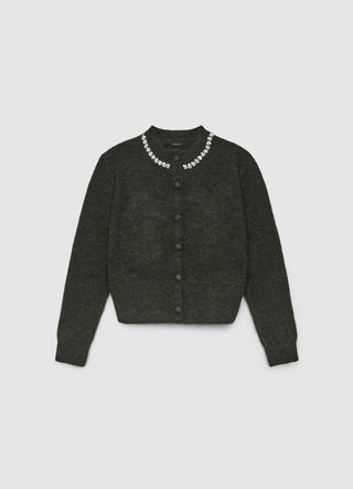 Cardigan with jewel collar and buttons