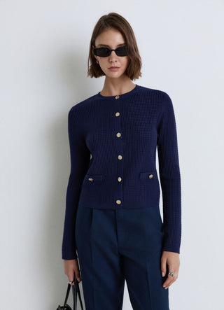 Cardigan gaufré avec boutons bijoux
