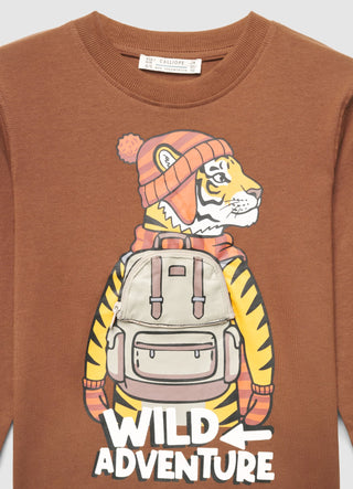 T-shirt oversize avec imprimé tigre et application