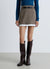 Mini skirt with contrasting burgundy houndstooth pattern