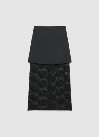 Gonna midi doppiata con pizzo