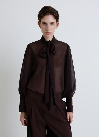 Blouse with sash belt