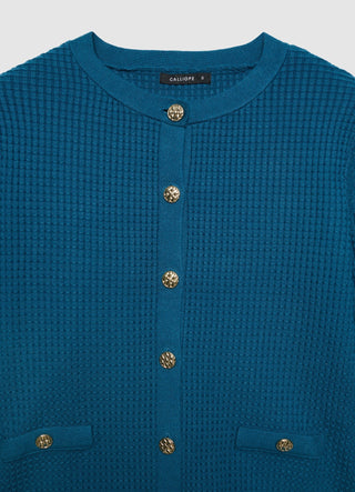 Cardigan en nid d'abeille avec boutons bijoux