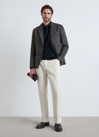 Straight corduroy trousers with pleats
