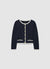 Cardigan con profili a contrasto e bottoni gioiello