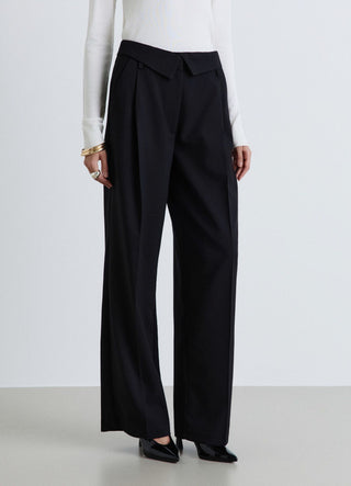 Pantaloni straight a gamba ampia con cintura