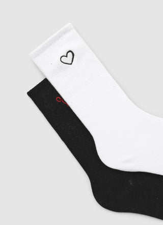 Pack of 2 ribbed socks with embroidery