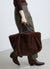 Rectangular faux fur shopper with quilted pouch