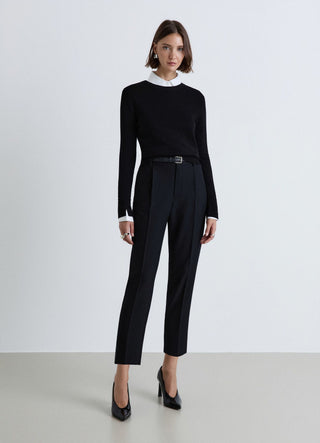 Pantaloni con pinces e vita elasticizzata