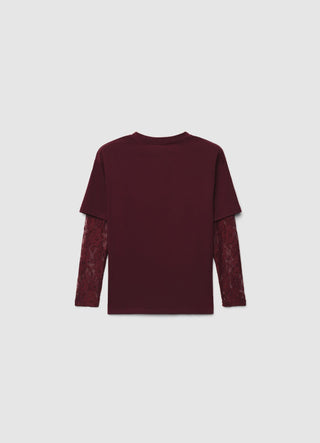 T-Shirt mit Spitzenärmeln
