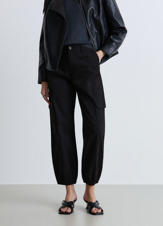 Straight cargo trousers with elasticated hem