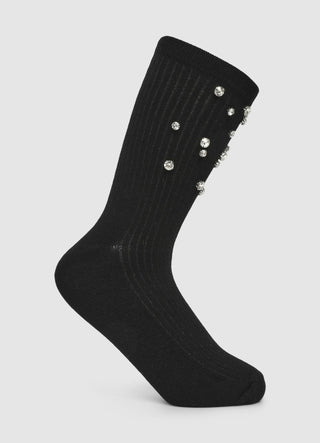 Ribbed socks with rhinestones