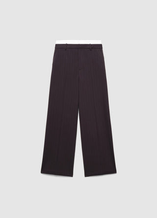 Pinstriped palazzo trousers with a boxer waist