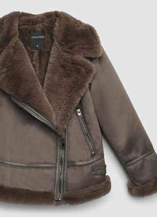 Giacca biker con interno effetto montone