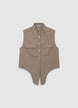 Linen-blend sleeveless shirt with knot - XXL