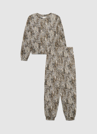 Pyjama set with leopard print top and trousers