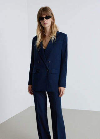 Veste croisée rayée effet scintillant