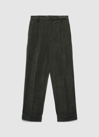 Pantaloni dritti in velluto a coste con risvolto