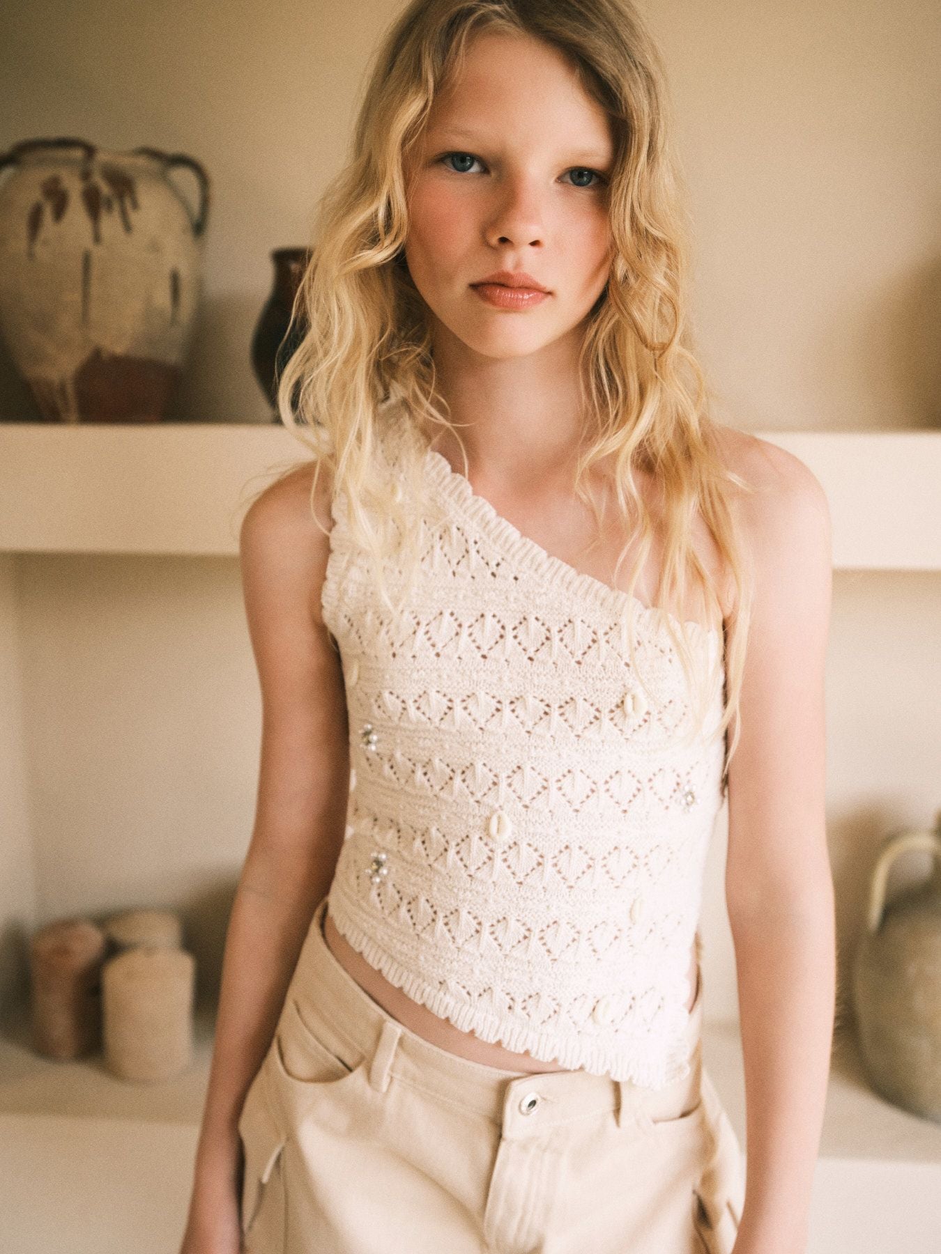 Top one-shoulder crochet with shells – Calliope