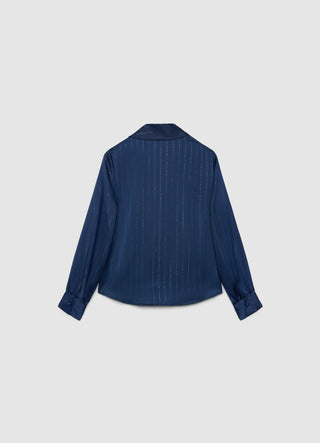 Blusa con rever sciallato a righe