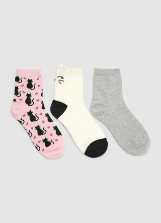 Pack 3 calze con gattini