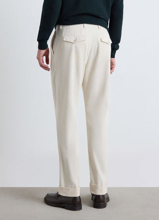 Straight corduroy trousers with pleats