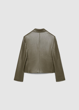 Einfarbiger Blazer mit Lederoptik