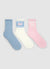 Pack 3 calze con scritta e fiocco