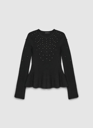 Maglia peplo con applicazioni di perle