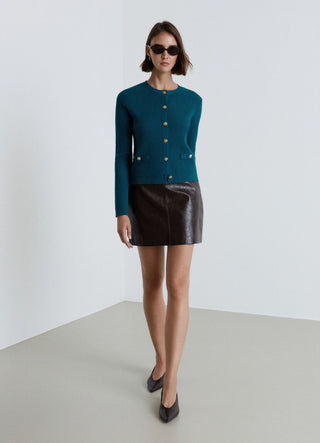 Cardigan en nid d'abeille avec boutons bijoux