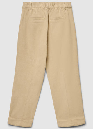 Straight ribbed trousers with elasticated waistband and cuffed hem
