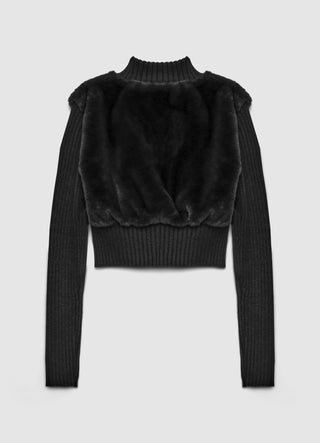 Crop-Pullover aus Kunstfell