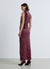 Robe longue drapée en devoré floral