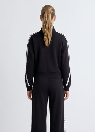 Zip-up sweatshirt with macramé details