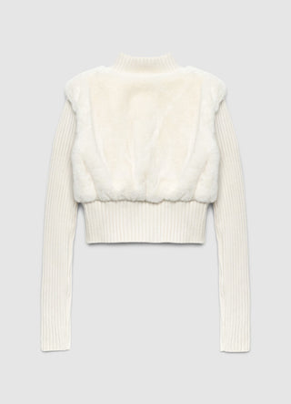 Crop-Pullover aus Kunstfell