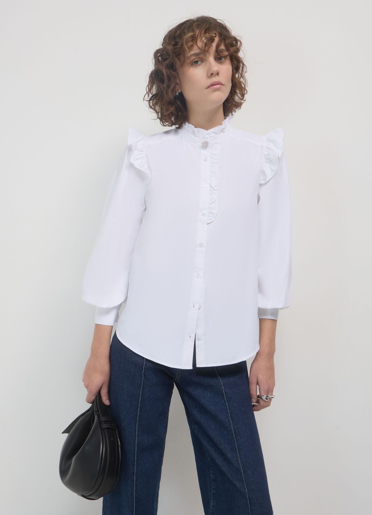 Jewel button frill shirt – Calliope