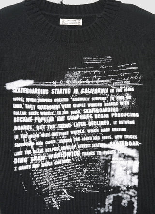 Pullover mit Schriftzug-Print und Rissen