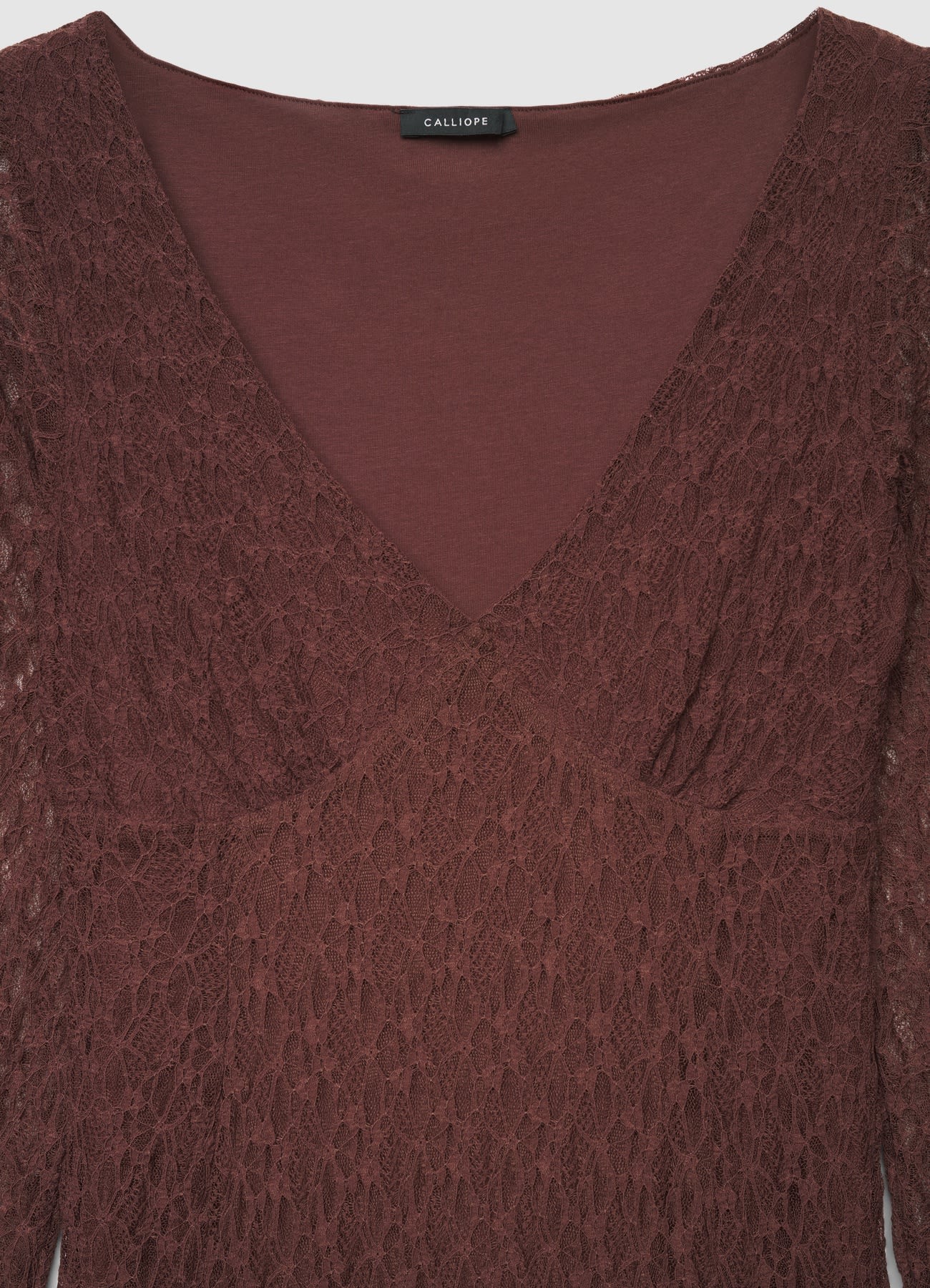 Long lace dress with V-neckline – Calliope