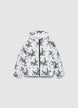 Short padded jacket with hood and all-over print - 10-11