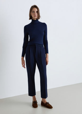 Pantaloni con elastico in vita e risvolto