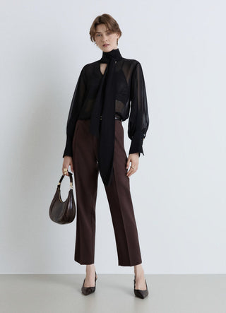 Blouse with sash belt