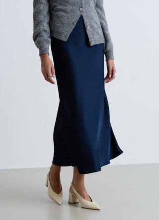 Long solid-colour satin skirt