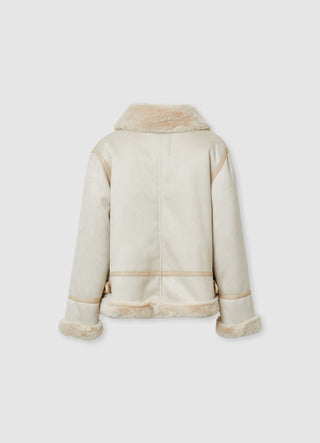 Padded jacket with fur-effect collar