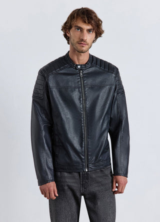 Slim Bikerjacke mit Lederoptik und Reißverschluss