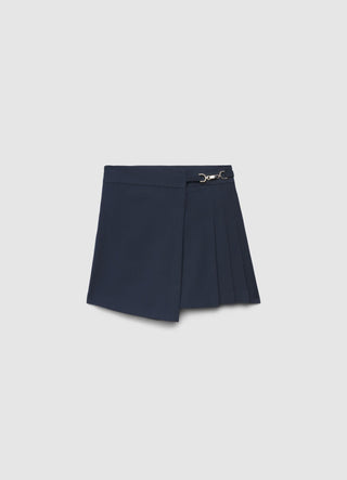 Gonna-pantalone corta con pieghe e fibbia