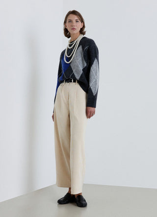 Palazzo trousers with thin striped pleats